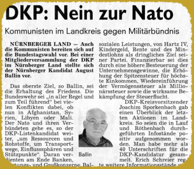 DKP Nürnberger-Land: Nein zur NATO