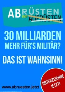 Plakat "Abrüsten" -- Antikriegstag 2018